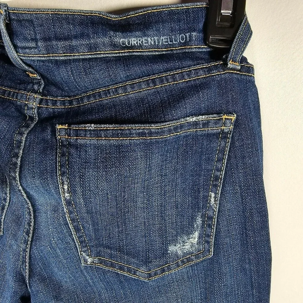 Current Elliott Stiletto Skinny Mid Rise Jeans Women's Size 27 Dark Blue 27x26" - Picture 3 of 14